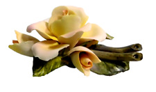 Vintage Ceramic Yellow Rose Blossom & Buds Leaves & Stems 5