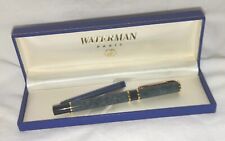 VINTAGE WATERMAN GREEN MARBLE M FOUNTAIN PEN W/ BOX & REFILL MADE IN PARIS picture
