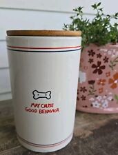 NEW Ellen Degeneres Ceramic Pottery Dog Treat Canister w/ Wooden Lid 🐶 picture