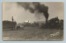 1904-1918 Isaacson Bro's Brothers Steam Tractor Harvest Lander Photo Postcard picture