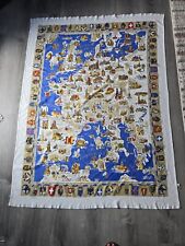 Europe Map Tablecloth Souvenir Antique Vintage Germany 50 x 62 Heraldic Crests picture