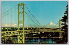 The Narrows Bridge And Mount Rainier Washington Wa Colourpicture Unp Postcard picture