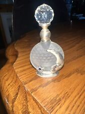 Pewter Crescent Moon Clear Glass Perfume Bottle picture