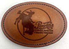 Vintage Pepsi Cola Rodeo Series Leather Wrapped Belt Buckle Advertising Cowboy picture
