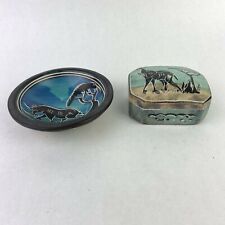 Hand Carved Soapstone Lidded Trinket Box Tiny Bowl Safari Elephant Hand Painted picture