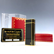 WORKING Cartier Vintage Lighter Trinity Black Gold Case Box picture
