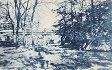 East Providence RI Hunts Miles Bridge Ten Mile River Cyanotype Vtg Postcard C37 picture