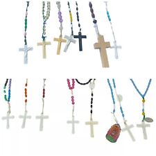 Lot Of 14 Vintage Rosary Beads Necklace Handmade Mixed Color Praying Crucifix picture
