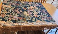 Tapestry Tablecloth Heavy Quality W Large Fringe Silk Back Fruit Pattern Navy picture