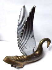 Vintage 1940`s  Brass  &  Chrome Flying Swan Hood Ornament picture