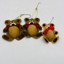 Vintage Handmade Walnut Felt Bear Ornaments picture