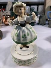 SCHMID BROS Smiling Irish Lass Girl Shamrocks Porcelain Statuette picture