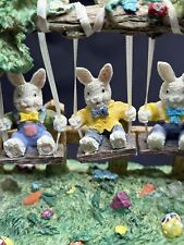 Vintage Bunnies Bunny Bow Ties Swinging on Swings Easter Trees Flowers Eggs picture