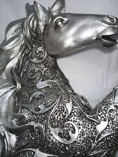 HORSE STATUE Standing Silver Toned Engraved 12 Inch By GEORGE S. CHEN IMPORTS picture