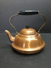 Vintage Antique B&M Portugal Douro Copper & Brass Teapot w/ Handle & Lid picture