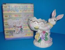 Easter Bunny Rabbit Holding an Egg Cup Figurine - Cracker Barrel #603565 picture