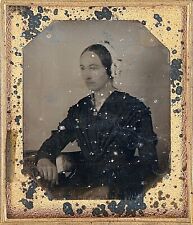 Identified Woman Wearing Day Cap Looking Away 1/6 Plate Daguerreotype T190 picture