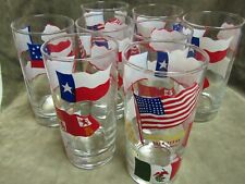 Circa 1960's Libbey Glass Six Flags Over Texas Dallas Ft Worth Tumbler Lot of 8 picture