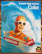 Max Headroom - Catch The Wave Coke - 1985 - Rare - Metal Sign 11 x 14 picture