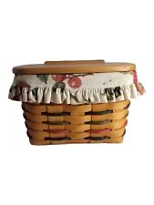 Vintage Longaberger Medium Slant Recipe Basket Floral Liner Protector 2000 8x6 picture