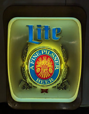 Vintage Miller Lite A Fine Pilsner Beer 3D Lighted Sign 19x14