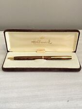 VTG Hallmark Ballpoint Pen Cordia W/ Box Wooden / Gold Colored Made In USA picture