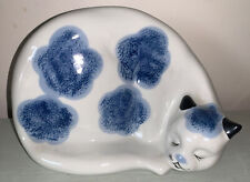 Flambro Imports Countryside Collection “Sleeping Cat” Cream Blue Porcelain picture