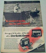 1950 Print Ad Cine-Kodak Magazine 8 Movie Camera Fishing Boat & Outboard Motor picture