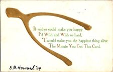 vintage postcard-Motto Poem Gold Gilt Wishbone 1909 Lightly Embossed picture