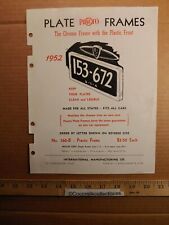 Vintage 1952 International Manufacturing Co Practo Plate Frames Brochure picture