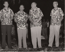 5D Photograph Group Portrait Old Men Hawaiian Floral Shirts Flower Leis 1950-60' picture