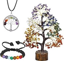 Seven Chakra Crystal Tree for Positive Energy With Bracelet & Chakra Pendant picture