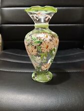 Vintage Tracy Porter Glass Art Vase Handpainted Pink Flowers picture