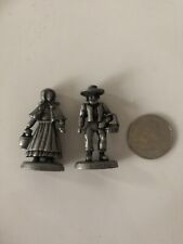 Vintage Amish Figurines Man And Woman Pewter Metal Set Of 2 picture