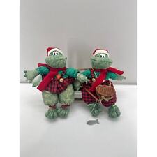 Vintage Sterling Christmas Frog Sitters with Wooden Stick Bench picture