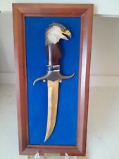 Vintage Franklin Mint Ray Beers Eagle Knife w/Gold Blade Display Frame Signed  picture