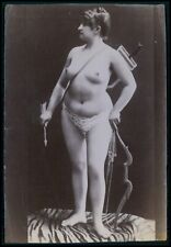 Albumen photo nude fat big woman Cupid arrow bow original early c1890s picture