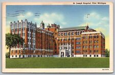 Saint Joseph Hospital Flint Michigan Linen Medical Center Cancel 1944 Postcard picture
