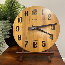 Vintage Retro Sexton Round Wood Wall Clock with Metal Hands Needs to be Serviced picture