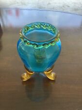 Blue and Amber Glass Vase Vintage Approximately 5.in H 3.5 B.Extremely Beautiful picture