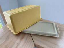 Vintage Tupperware Butter Cheese Dish Keeper Gold Top 638-10 Tan Bottom 639-10 picture