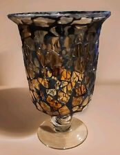Vintage MOSAIC Cup Orange & Clear Colored Glass tiles 6 Inch Look picture