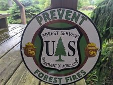 OLD VINTAGE SMOKEY THE BEAR US FOREST SERVICE PORCELAIN METAL SIGN 12