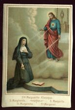 ANTIQUE  HOLY CARD CHROMO OF ST MARGUERITE ALACOQUE picture