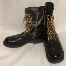 Vintage Black Leather Military Jump Boots Size 8 Leather Laces 1 1/8” Heel Korea picture