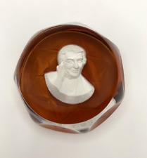 CRISTAL D'ALBRET Golda Meir Faceted Sulfide Paperweight French Judaica Glass picture