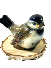 Vintage Goebel W. Germany Ceramic Bird Figurine Brown Blue White with Stick picture
