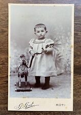 Zurich Switzerland CDV Little Boy & Wooden Toy Pull Horse Antique Vintage Photo picture