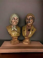Vintage man and woman European busts ceramic nautical peasants Holland mold 1978 picture