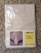 Vintage Linen Lace White Tablecloth 54 x 72 Made in U.S.A. picture